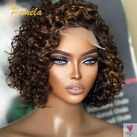 Blonde Highlights, Short Bob, Glueless Human Hair Wig, Ready To Go Curly Bob 13x4 & 4x4 for Women Sweet T 52