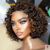 Blonde Highlights, Short Bob, Glueless Human Hair Wig, Ready To Go Curly Bob 13x4 & 4x4 for Women Sweet T 52