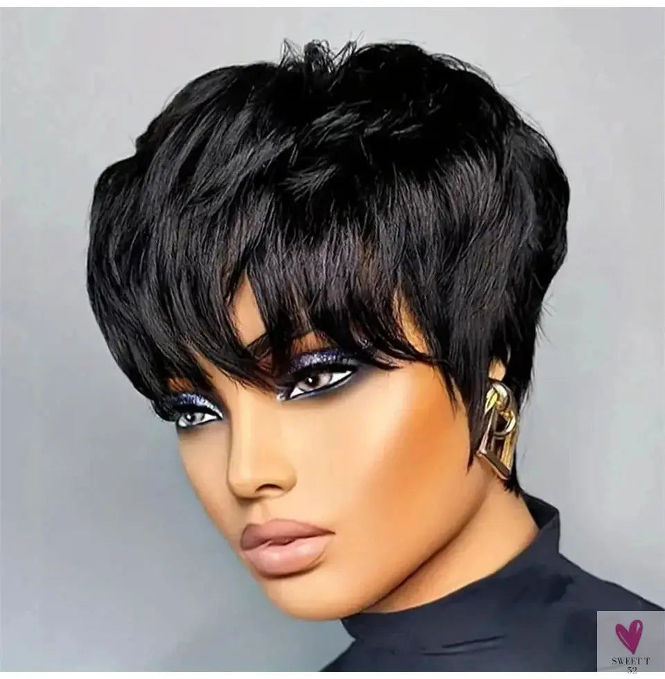 Blonde Ombre Human Hair Wig, 1b27#. Short Pixie Wigs, Human Hair. Short Pixie Cut Duby Wigs, Full Machine Wigs for Women Sweet T 52