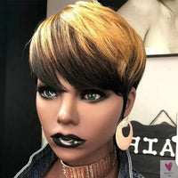 Blonde Ombre Human Hair Wig, 1b27#. Short Pixie Wigs, Human Hair. Short Pixie Cut Duby Wigs, Full Machine Wigs for Women Sweet T 52