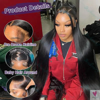 Bone Straight 13x4/13x6 Transparent Lace Frontal Human Hair Wigs, Pre Plucked HD Lace Wigs for Women SWEET T 52