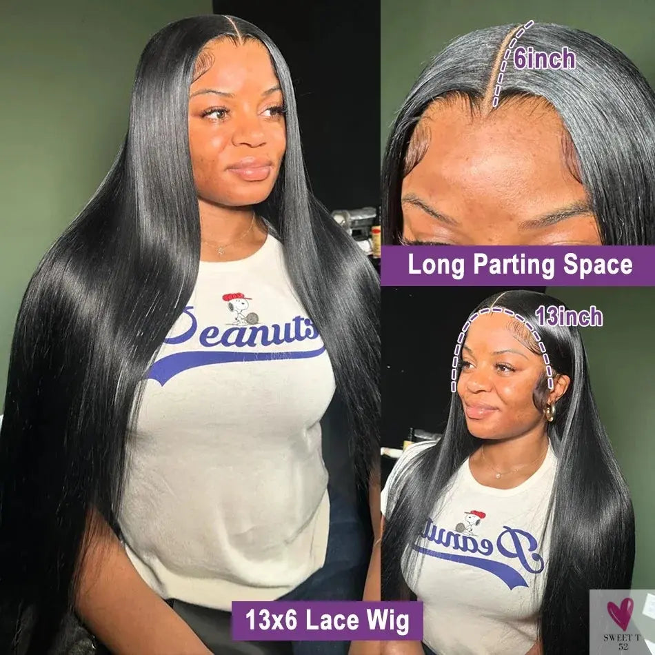 Bone Straight 13x4/13x6 Transparent Lace Frontal Human Hair Wigs, Pre Plucked HD Lace Wigs for Women SWEET T 52