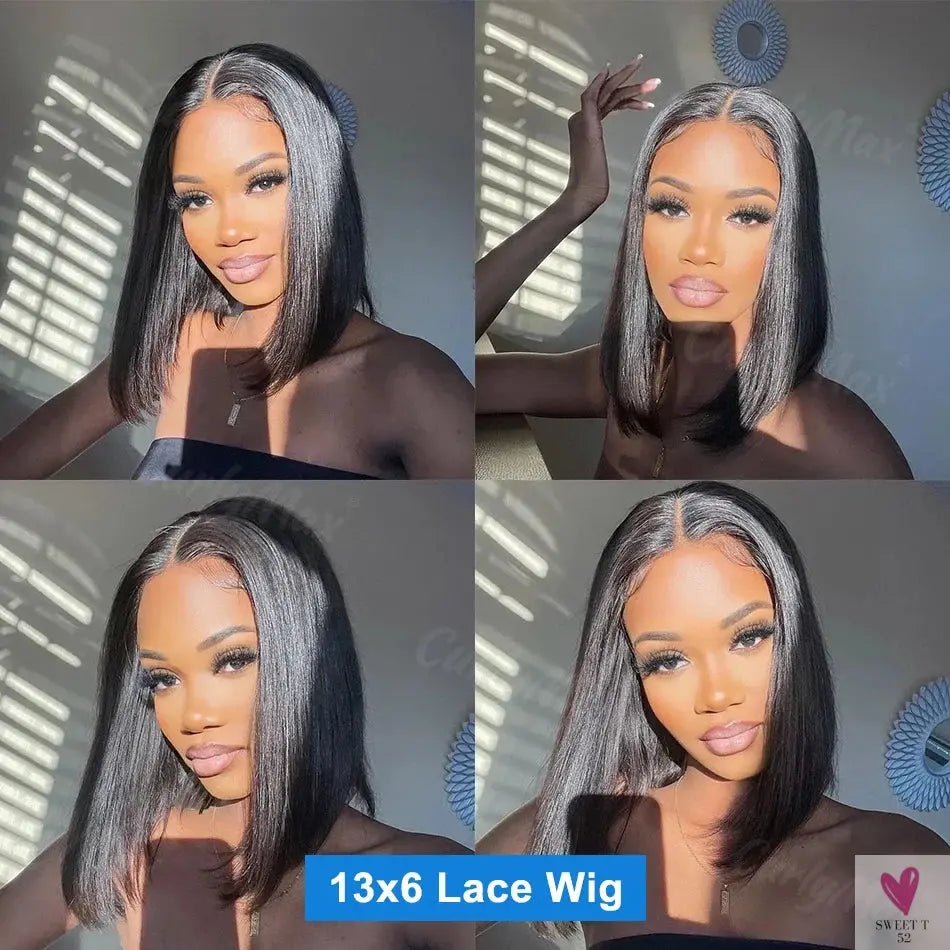 Bone Straight Short Bob, 13x4 Lace Frontal, 13x6 HD Transparent Lace Frontal, 5x5 Closure Wigs for Women Sweet T 52