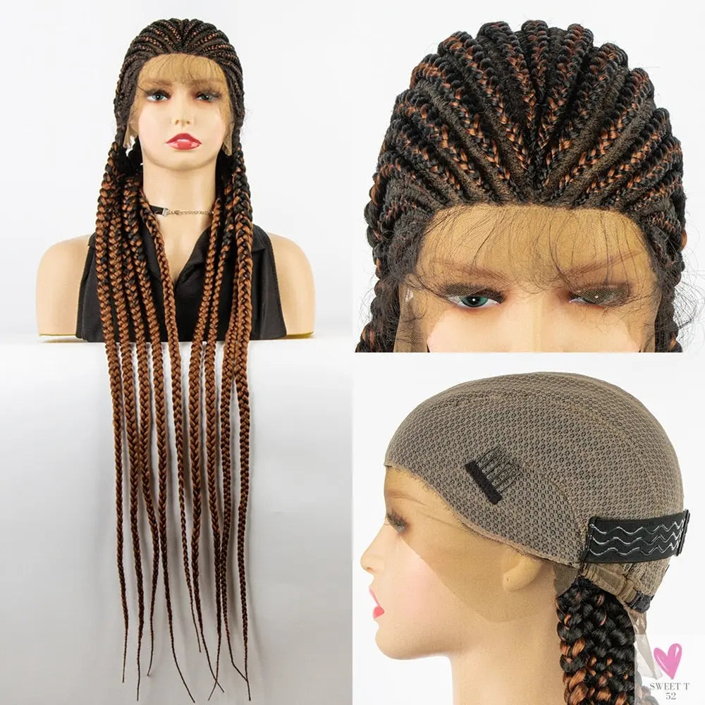 Braided Wigs - Cornrow Box Braided Wigs With Baby Hair For Women and Girls - Synthetic Front Lace Braided Wigs