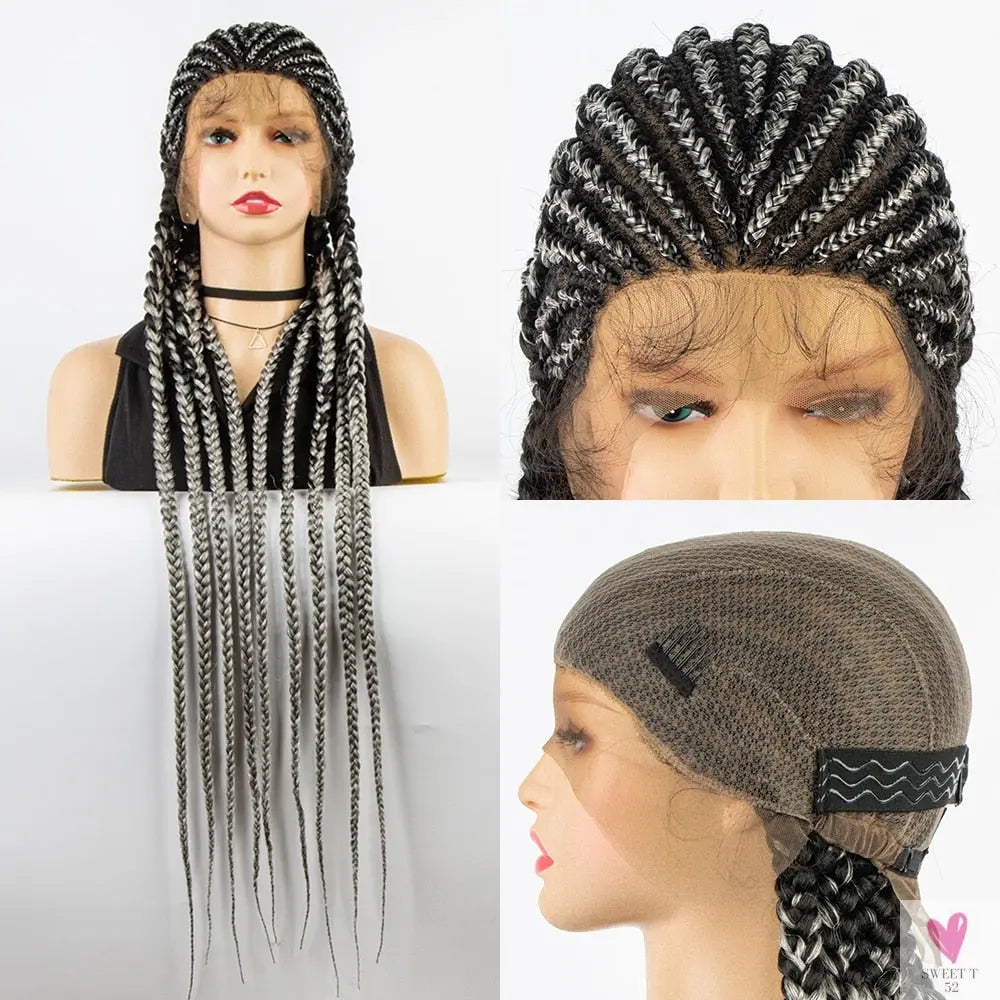 Braided Wigs - Cornrow Box Braided Wigs With Baby Hair For Women and Girls - Synthetic Front Lace Braided Wigs
