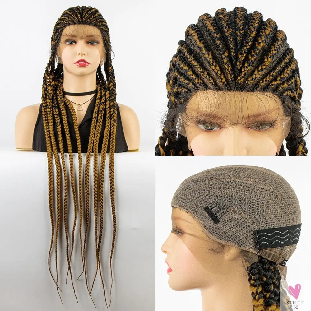 Braided Wigs - Cornrow Box Braided Wigs With Baby Hair For Women and Girls - Synthetic Front Lace Braided Wigs
