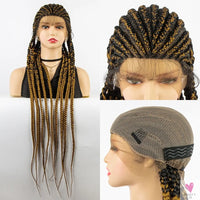 Braided Wigs - Cornrow Box Braided Wigs With Baby Hair For Women and Girls - Synthetic Front Lace Braided Wigs