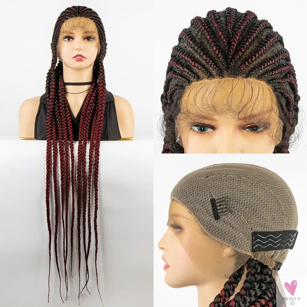 Braided Wigs - Cornrow Box Braided Wigs With Baby Hair For Women and Girls - Synthetic Front Lace Braided Wigs