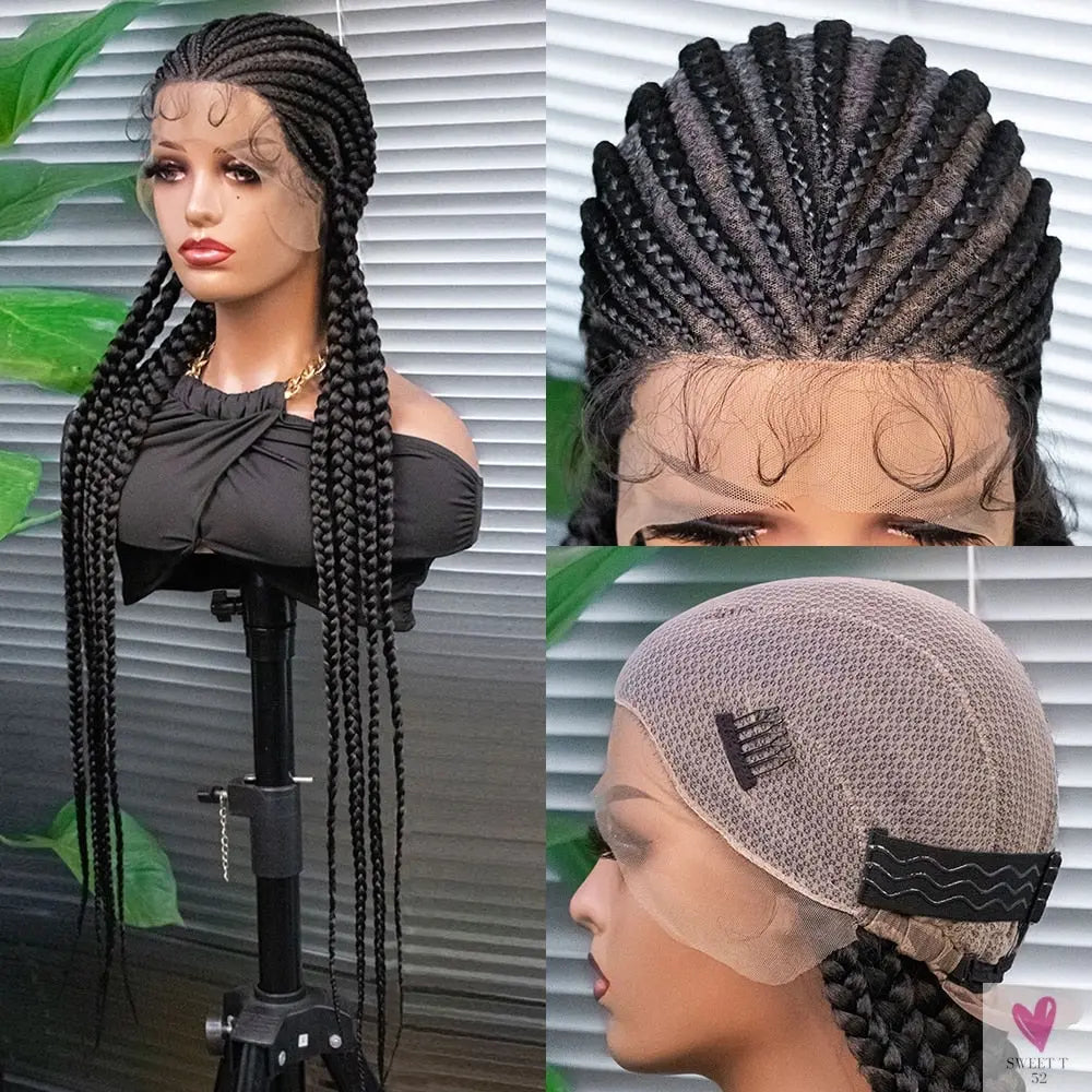 Braided Wigs - Cornrow Box Braided Wigs With Baby Hair For Women and Girls - Synthetic Front Lace Braided Wigs
