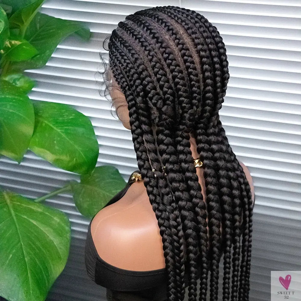 Braided Wigs - Cornrow Box Braided Wigs With Baby Hair For Women and Girls - Synthetic Front Lace Braided Wigs