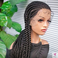 Braided Wigs - Cornrow Box Braided Wigs With Baby Hair For Women and Girls - Synthetic Front Lace Braided Wigs