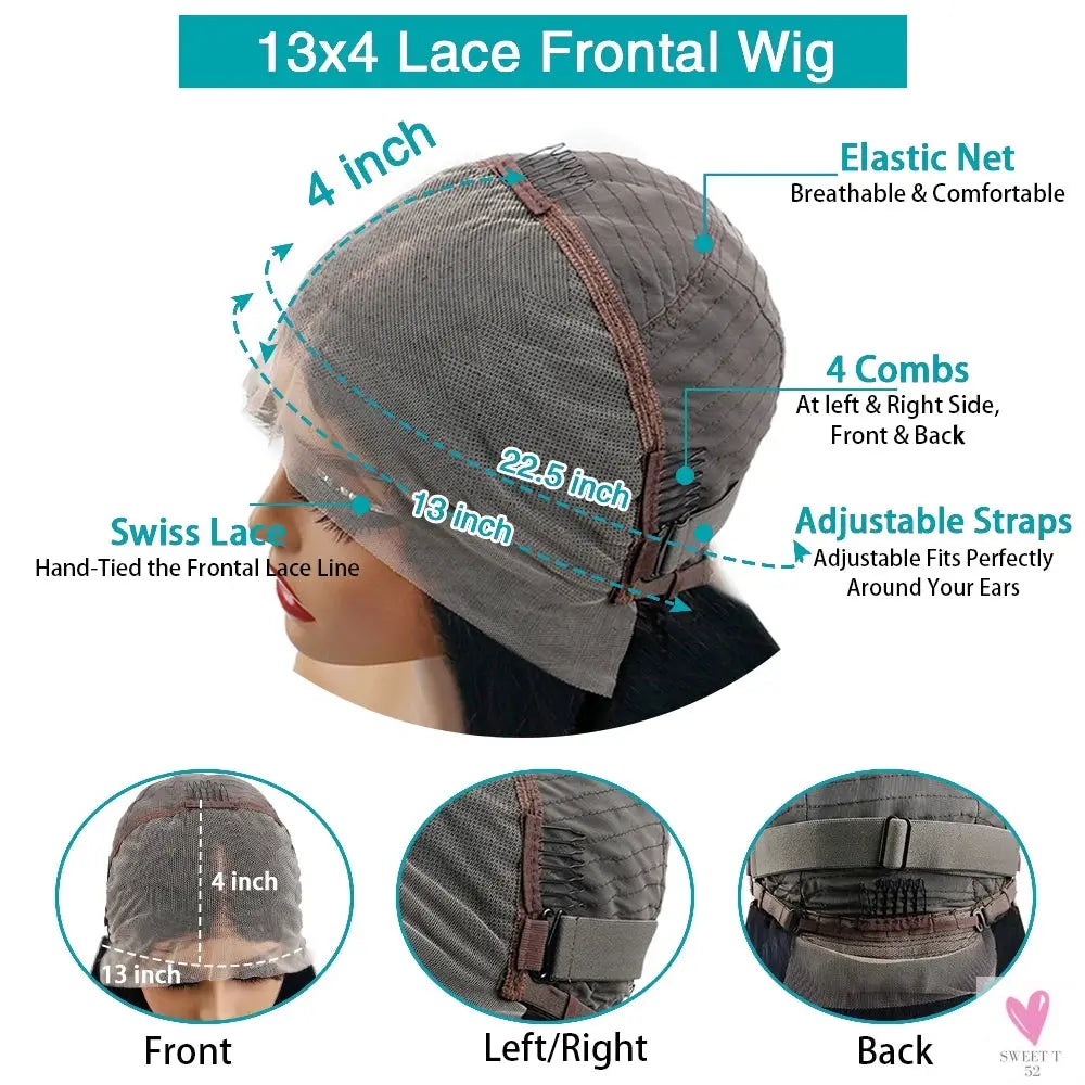 Brazilian Curly Lace Front Wig Short Bob Frontal Wigs Deep Wave 13x4 HD Lace Front Human Hair Wigs Pre Plucked With Baby Hair Sweet T 52