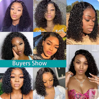 Brazilian Curly Lace Front Wig Short Bob Frontal Wigs Deep Wave 13x4 HD Lace Front Human Hair Wigs Pre Plucked With Baby Hair Sweet T 52