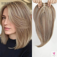 Brown Highlight Layered Hair Toppers - Clip in Synthetic Hair Topper for Women with Thin Hair, Swiss Base, Daily Use, High Temperature Sweet T 52