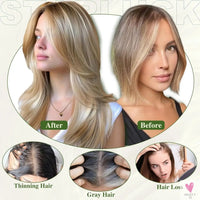 Brown Highlight Layered Hair Toppers - Clip in Synthetic Hair Topper for Women with Thin Hair, Swiss Base, Daily Use, High Temperature Sweet T 52