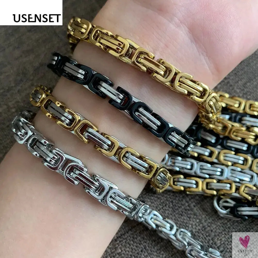 Byzantine Chain Necklaces For Men, 304 Stainless Steel Men's Handmade Necklace Jewelry, 4MM 5MM 6MM & 8MM Width-Necklace-SWEET T 52