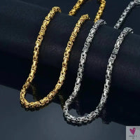 Byzantine Chain Necklaces For Men, 304 Stainless Steel Men's Handmade Necklace Jewelry, 4MM 5MM 6MM & 8MM Width-Necklace-SWEET T 52