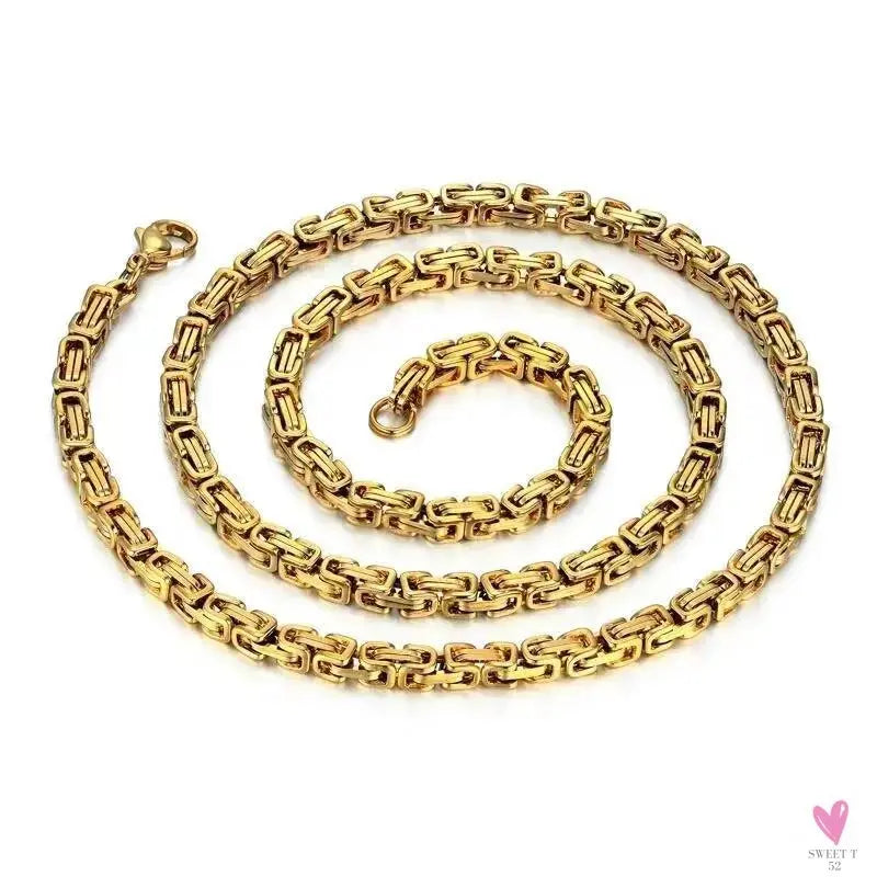 Byzantine Chain Necklaces For Men, 304 Stainless Steel Men's Handmade Necklace Jewelry, 4MM 5MM 6MM & 8MM Width-Necklace-SWEET T 52