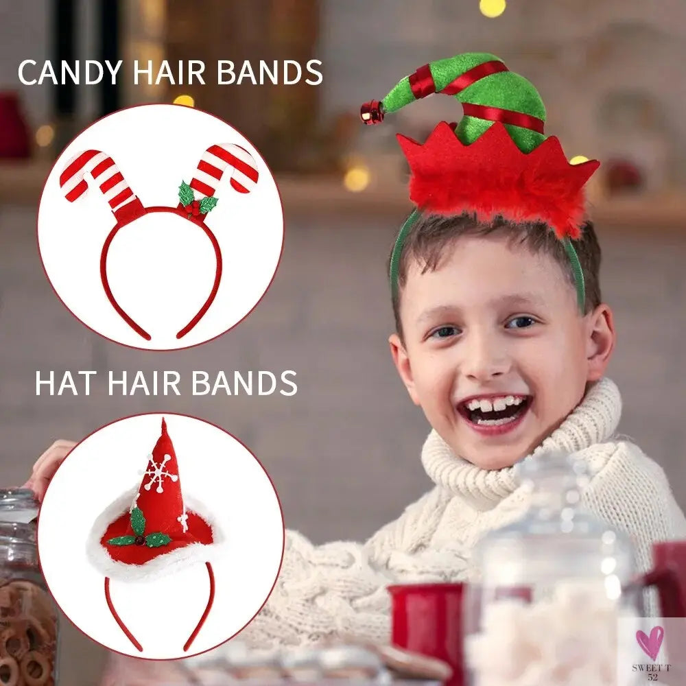 Christmas Headbands - Xmas Hat, Santa Claus Legs, Antlers, Candy Cane, Snow Flake Hairband. Xmas Gift Headband, Feliz Navidad 2023-hair accessories-SWEET T 52