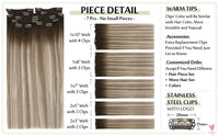 Clip-in Hair Extensions - Human Hair Clips Balayage (highlights) 7pcs, 120g, Double Weft Human Hair Extensions for Women and Girls, 18 Inches