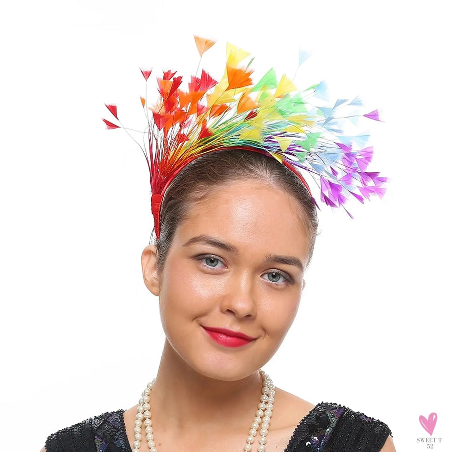 Colorful Feather Hair Hoop, Masquerade Vintage Headband, Party Dancing Photograph Hair Accessories Sweet T 52