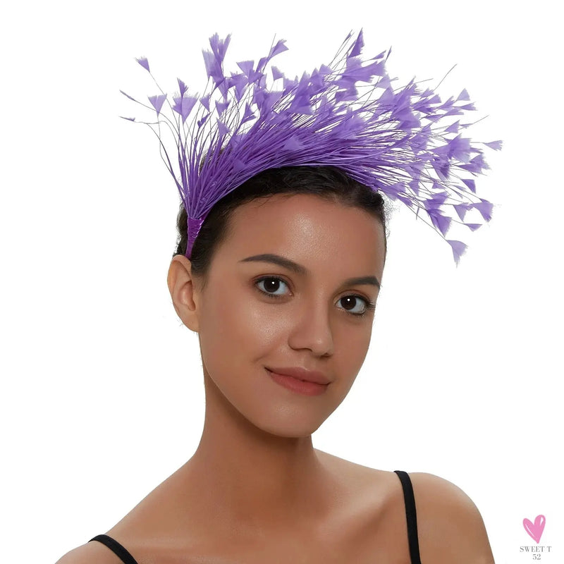 Colorful Feather Hair Hoop, Masquerade Vintage Headband, Party Dancing Photograph Hair Accessories Sweet T 52
