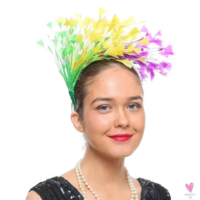 Colorful Feather Hair Hoop, Masquerade Vintage Headband, Party Dancing Photograph Hair Accessories Sweet T 52