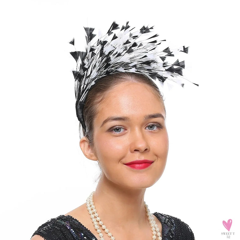 Colorful Feather Hair Hoop, Masquerade Vintage Headband, Party Dancing Photograph Hair Accessories Sweet T 52