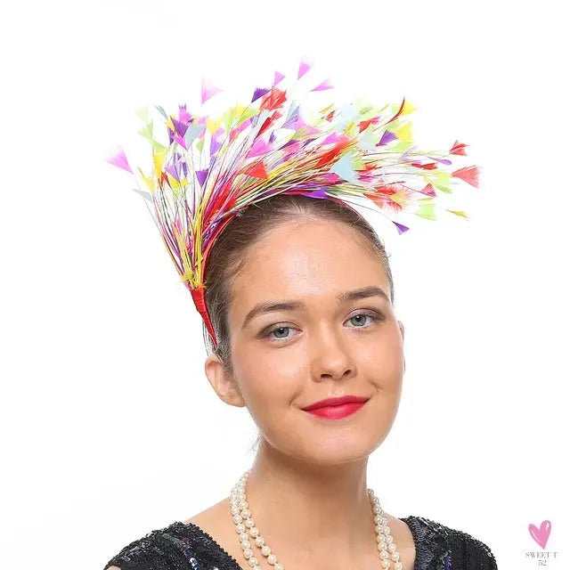 Colorful Feather Hair Hoop, Masquerade Vintage Headband, Party Dancing Photograph Hair Accessories Sweet T 52