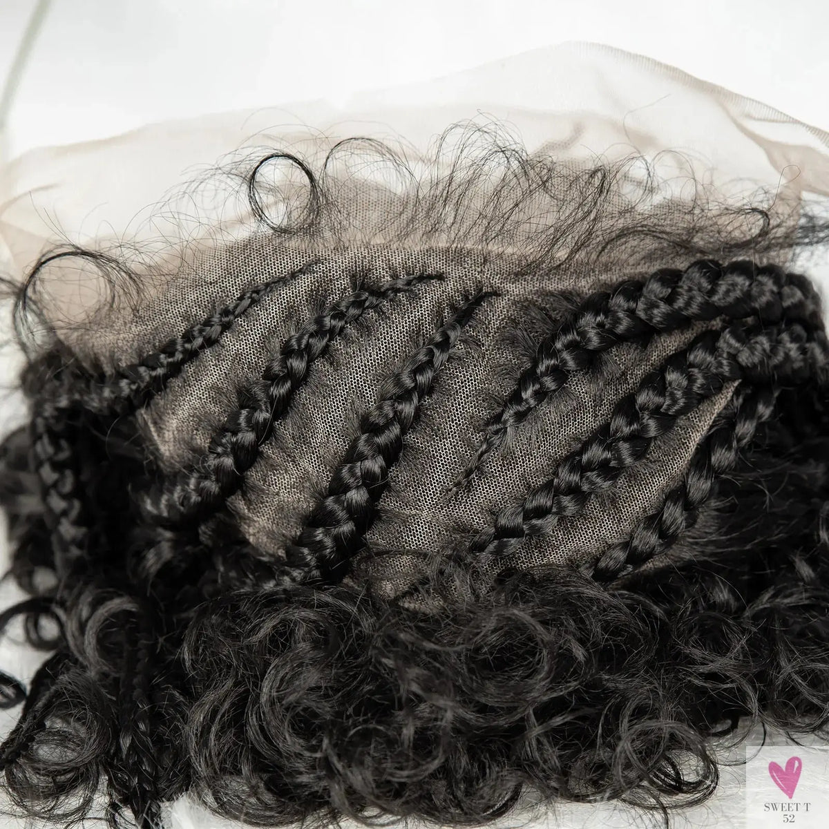 Cornrow Synthetic Braided Wig - 13*6 Lace Front Wig, Knotless Box Braided Wig, Partition Design with Curly Hair for Women Sweet T 52