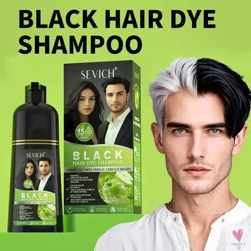 Cover Your Gray - Black Hair Dye/Shampoo, 500 ml Herbal Hair Color, Instant Gray To Black Shampoo For Women & Men SWEET T 52