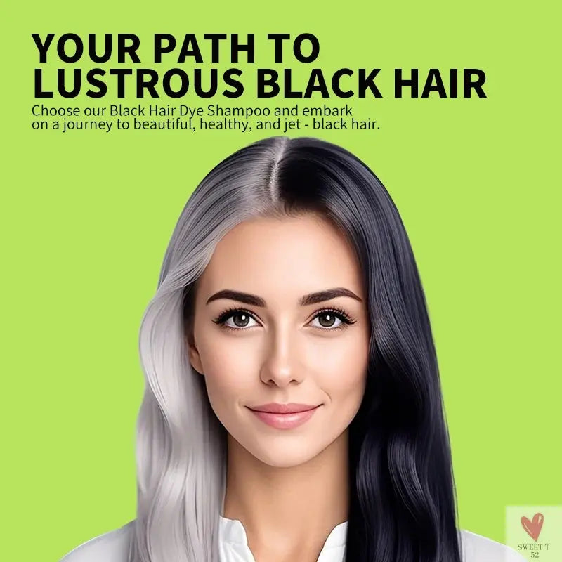 Cover Your Gray - Black Hair Dye/Shampoo, 500 ml Herbal Hair Color, Instant Gray To Black Shampoo For Women & Men SWEET T 52
