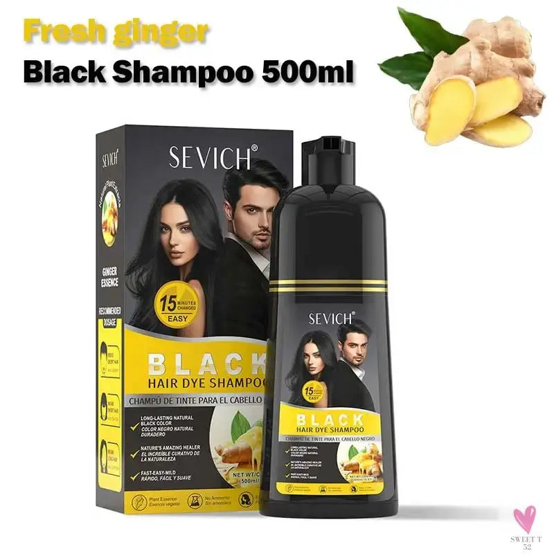 Cover Your Gray - Black Hair Dye/Shampoo, 500 ml Herbal Hair Color, Instant Gray To Black Shampoo For Women & Men SWEET T 52