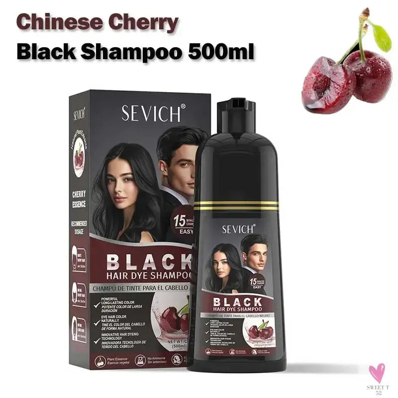 Cover Your Gray - Black Hair Dye/Shampoo, 500 ml Herbal Hair Color, Instant Gray To Black Shampoo For Women & Men SWEET T 52
