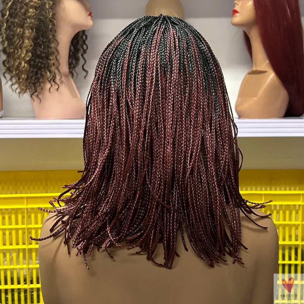 Crochet Braided Hair - Synthetic Short Bob Wig, Pre-Plucked Kinky Curly, Mini-Braided Wig for Women Sweet T 52