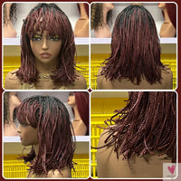 Crochet Braided Hair - Synthetic Short Bob Wig, Pre-Plucked Kinky Curly, Mini-Braided Wig for Women Sweet T 52