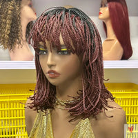 Crochet Braided Hair - Synthetic Short Bob Wig, Pre-Plucked Kinky Curly, Mini-Braided Wig for Women Sweet T 52