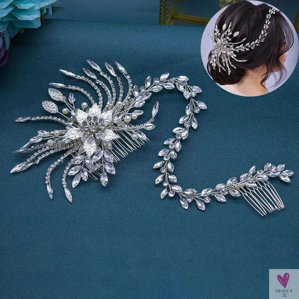 DZ061 Fashion Bride Headpiece Zircon Wedding Comb With Cubic Luxury Barrettes Hairband Wedding Hair Accessories Bridal Crowns SWEET T 52