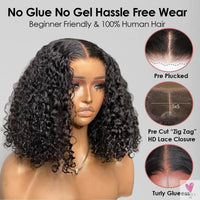 Deep Wave Glueless Wigs Human Hair Ready to Wear Curly Wigs Lace Front Wigs Wear And Go Pre Plucked Pre Cut Lace Closure Wigs Sweet T 52