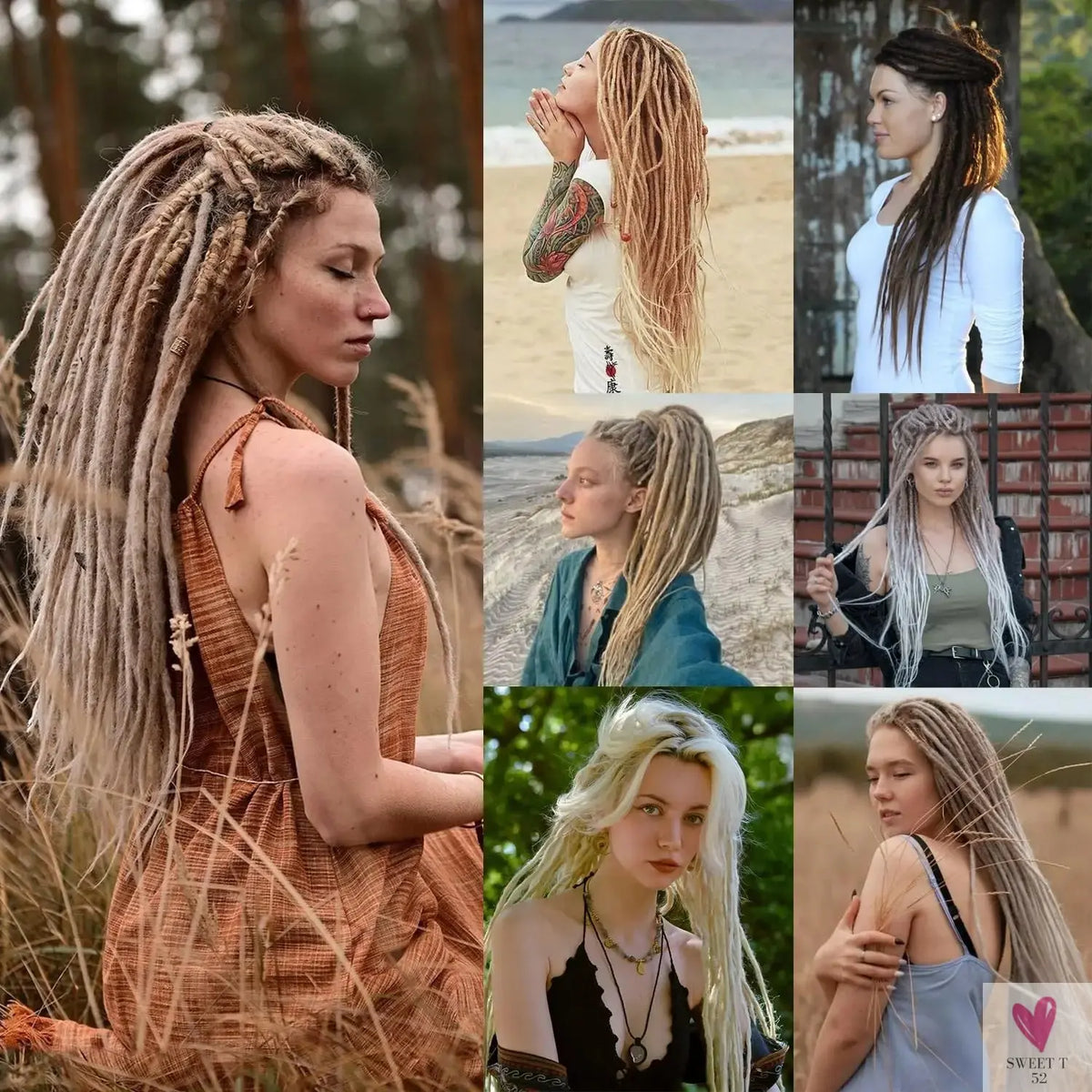Dreadlock Extensions 24 Inches, 3 in 1 Mixed DE Dreads, Synthetic Curly Ends Hip-Hop/Hippie/Boho Style, Handmade Braids-hair accessories-SWEET T 52