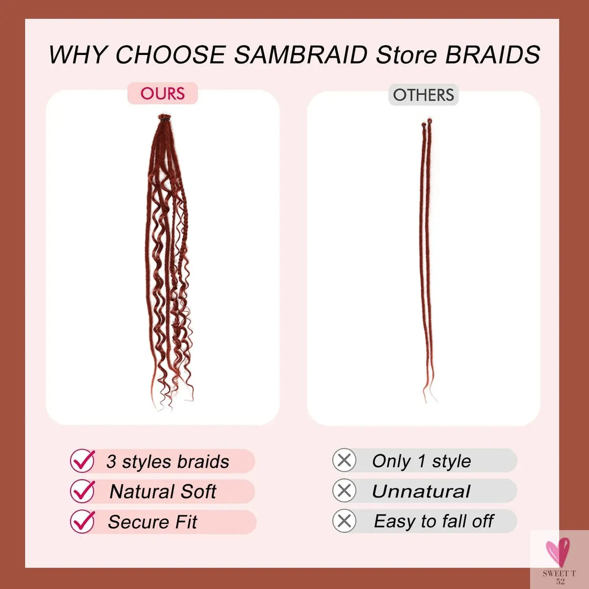 Dreadlock Extensions 24 Inches, 3 in 1 Mixed DE Dreads, Synthetic Curly Ends Hip-Hop/Hippie/Boho Style, Handmade Braids-hair accessories-SWEET T 52