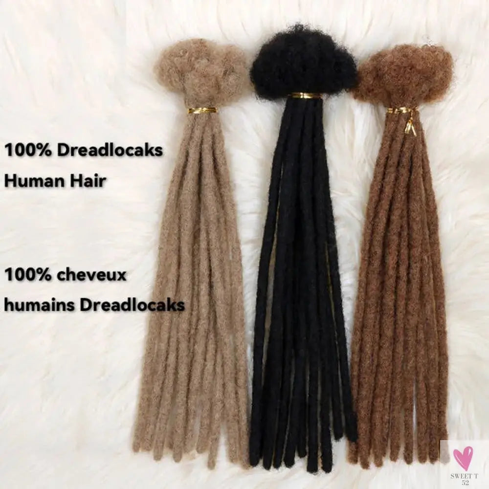Dreadlock Human Hair Extensions for Men/Women - Crochet Braids, Organic Hair Dreadlock Extensions, 0.6 cm Sweet T 52