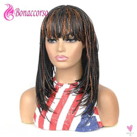 Dreadlocks Box Braided Bob Wigs, Synthetic Short Braided Wigs for Women, Blunt Bangs, 3X Twist Braided Wigs Sweet T 52