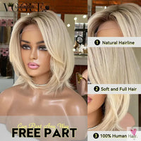 Dusky Sand Gold Balayage Color 100% Human Hair Wigs, 260% Density, Salon Quality, 13x6 Upgrade Nude Color Lace Wigs Sweet T 52