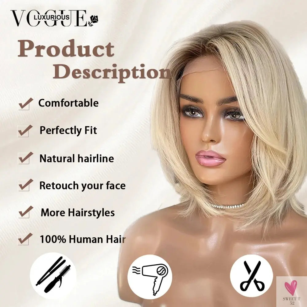Dusky Sand Gold Balayage Color 100% Human Hair Wigs, 260% Density, Salon Quality, 13x6 Upgrade Nude Color Lace Wigs Sweet T 52