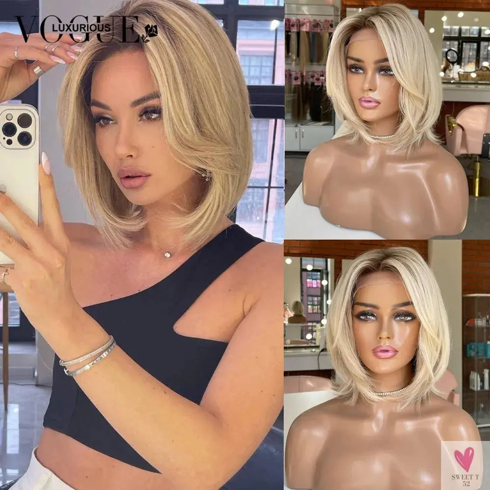 Dusky Sand Gold Balayage Color 100% Human Hair Wigs, 260% Density, Salon Quality, 13x6 Upgrade Nude Color Lace Wigs Sweet T 52