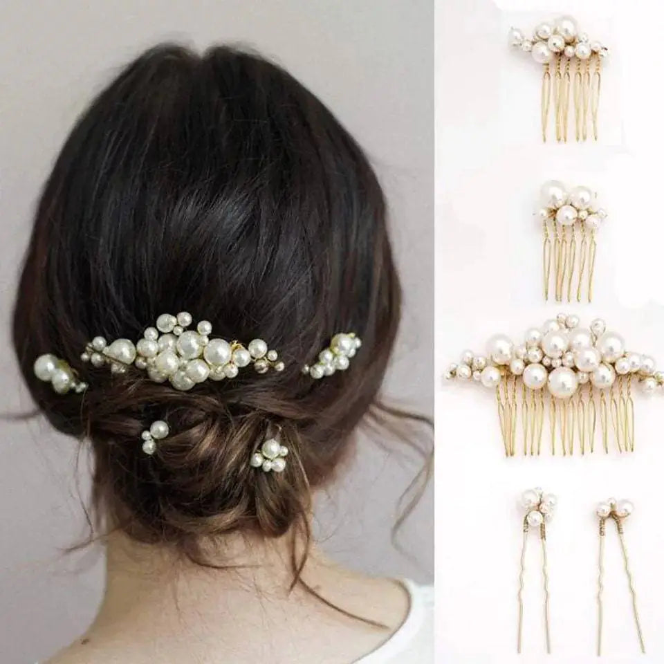 Vintage Baroque Pearl Hairpin - Bridal Headpiece Set