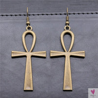 Egyptian Life Key Ankh/Cross Drop Earrings for Women and Girls in Silver and Gold-Earrings-SWEET T 52