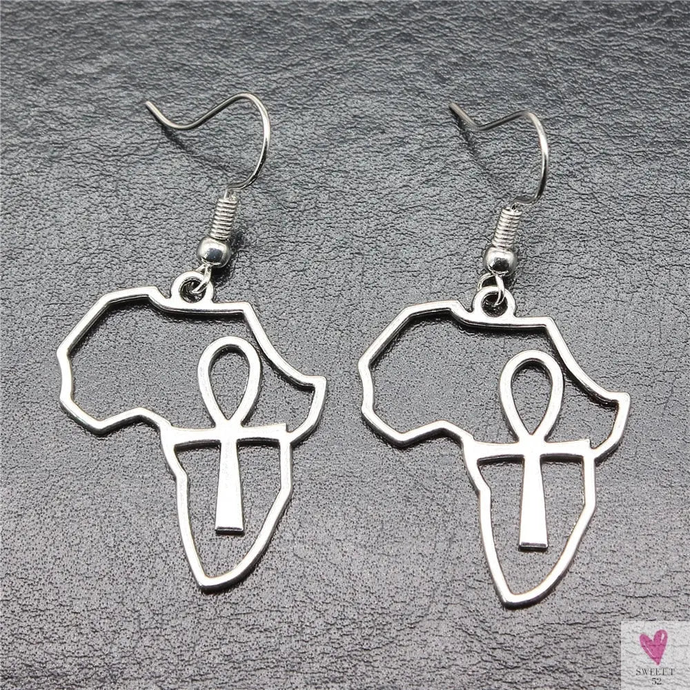 Egyptian Life Key Ankh/Cross Drop Earrings for Women and Girls in Silver and Gold-Earrings-SWEET T 52