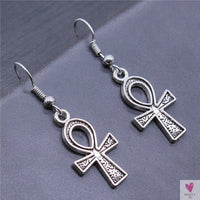 Egyptian Life Key Ankh/Cross Drop Earrings for Women and Girls in Silver and Gold-Earrings-SWEET T 52